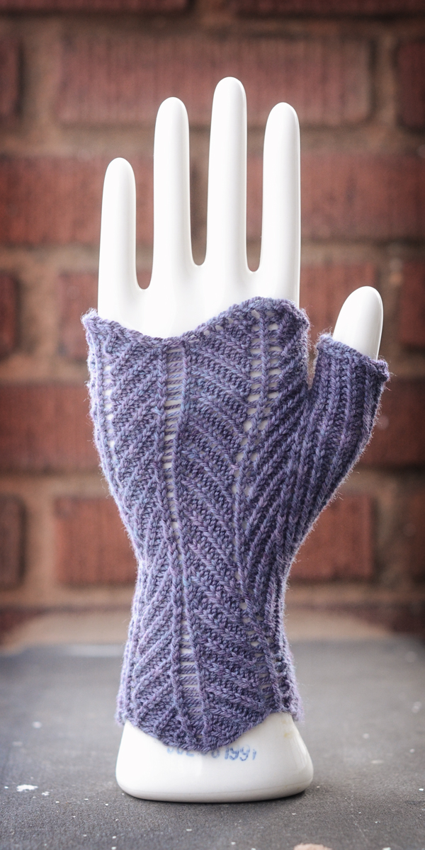 purple fingerless mitt